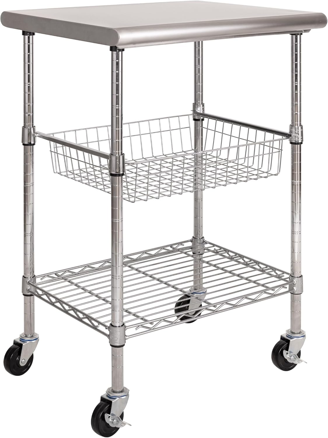 Commercial Kitchen Island On Wheels - Stalowy wózek roboczy do przygotowywania żywności,