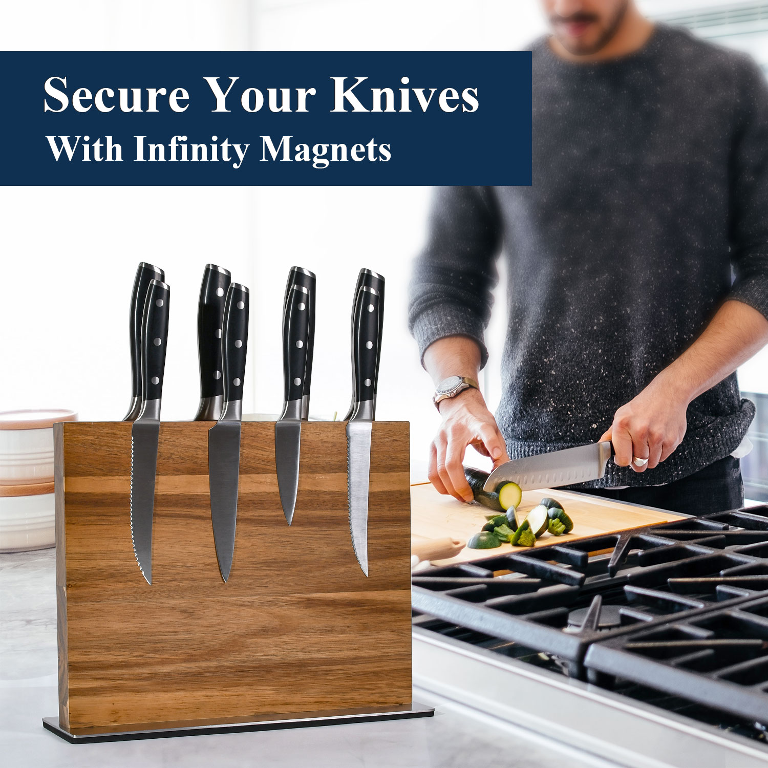 Commercial Kitchen Knife Holder - Wysokiej jakości magnetyczny blok noży Potężny