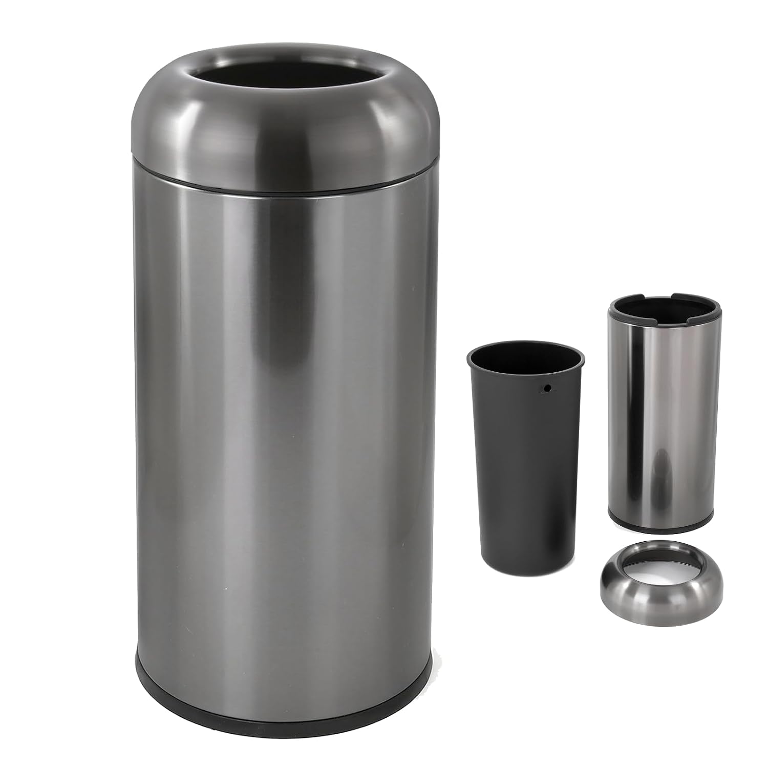 Commercial Kitchen Garbage Can - Ciemnosrebrny, 16-galonowy, duży komercyjny kosz na