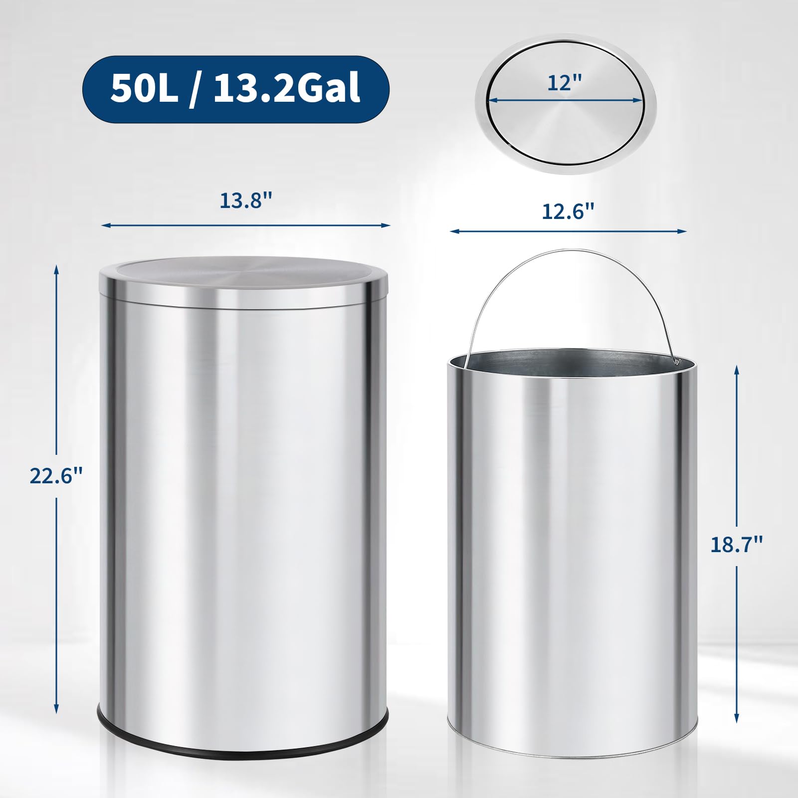 Commercial Kitchen Garbage Can - Okrągły kosz na śmieci o pojemności
