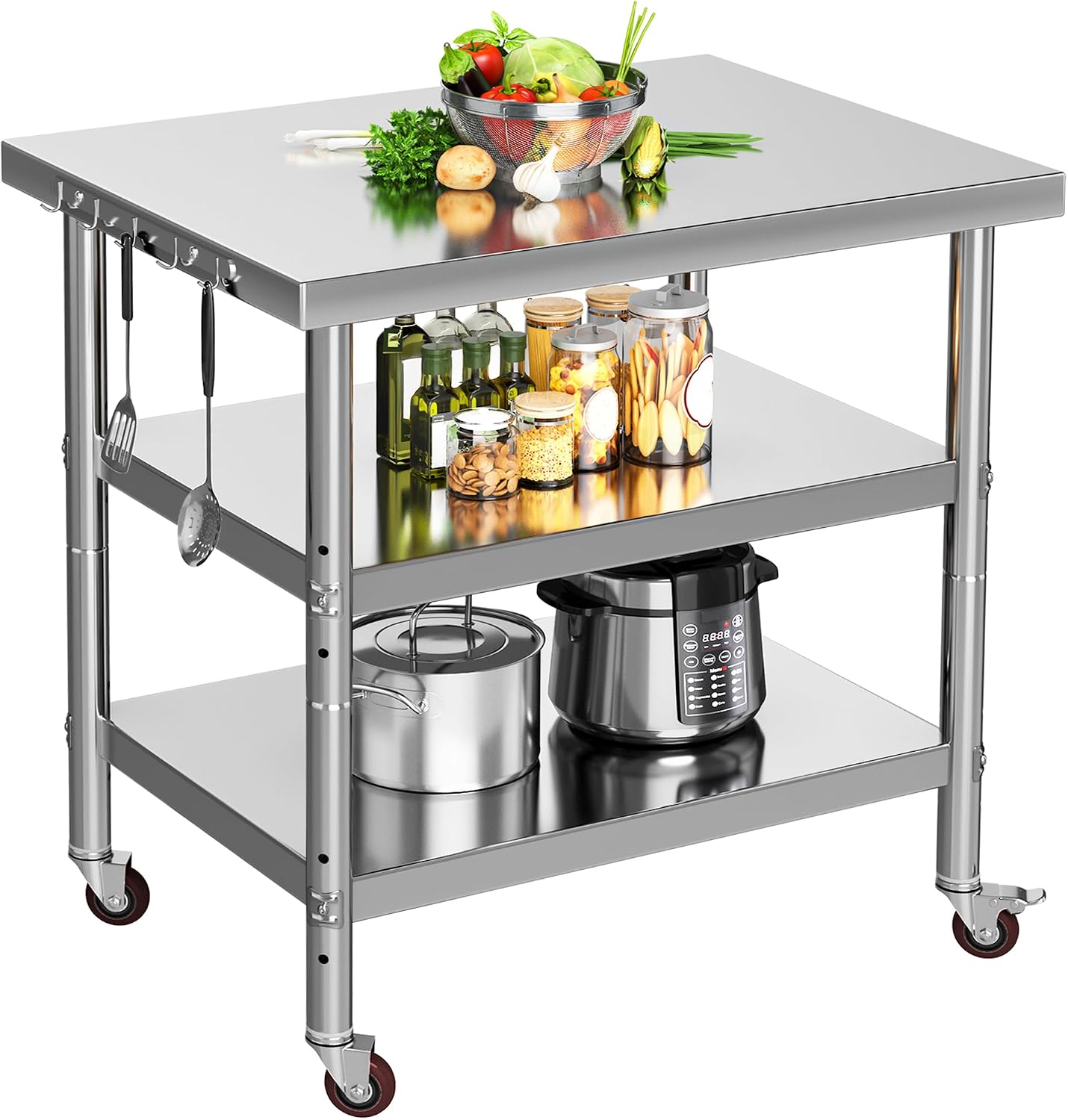 Commercial Kitchen Island On Wheels - Stół do przygotowywania żywności ze stali