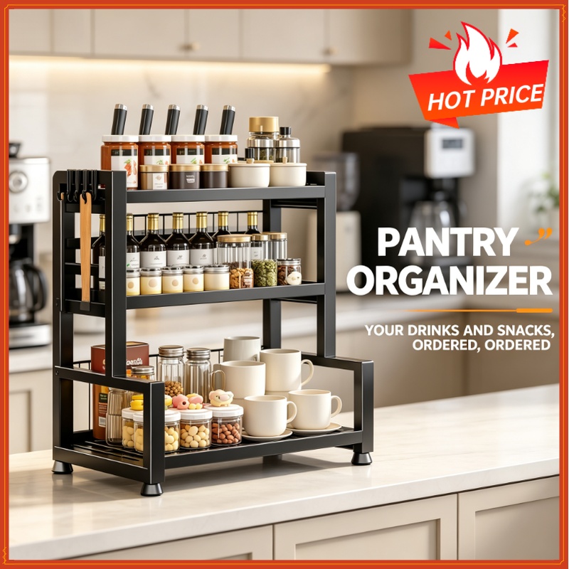 Commercial Kitchen Knife Holder - 2-3-poziomowy, regulowany metalowy regał na przyprawy,