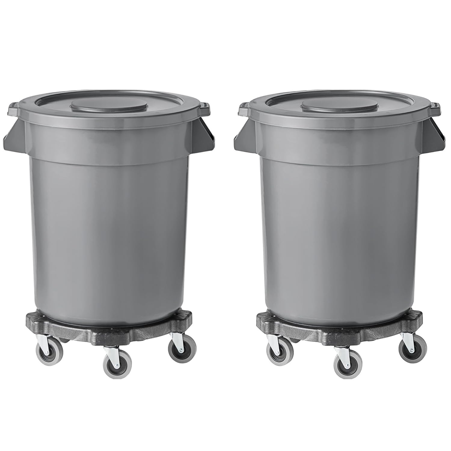 Commercial Kitchen Garbage Can - Zestaw 2 sztuk szarych, okrągłych, komercyjnych