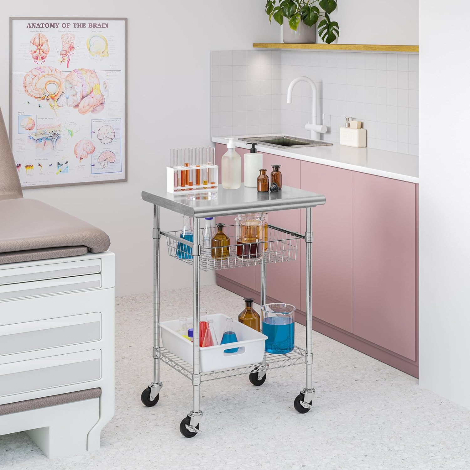 Stalowy wózek roboczy do przyg – Commercial Kitchen Island On Wheels recenzja i cena