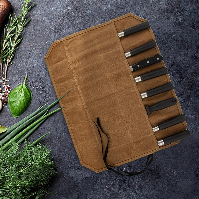 Woskowany płócienny pokrowiec  – Commercial Kitchen Knife Holder recenzja i cena