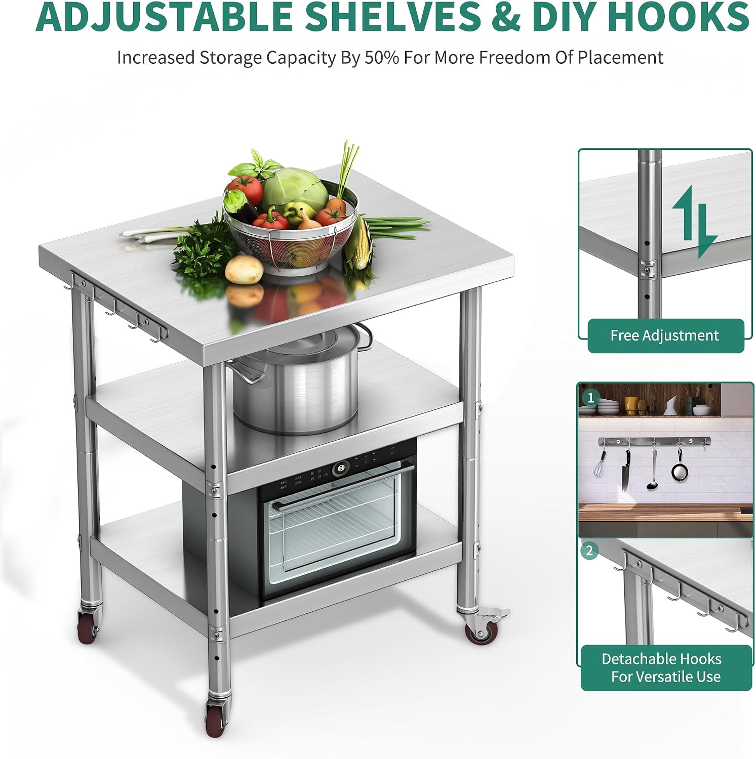 Stół do przygotowywania żywnoś – Commercial Kitchen Island On Wheels recenzja i cena