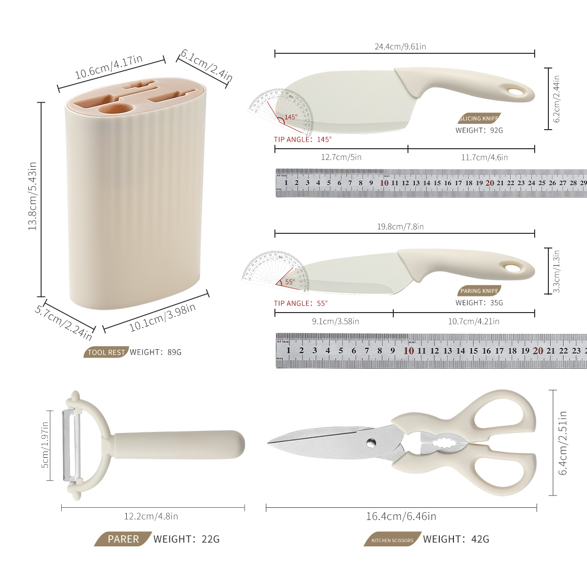 Pięcioczęściowy zestaw noży i  – Commercial Kitchen Knife Holder recenzja i cena